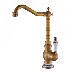 Brass cooking faucet old design with porcelain handle