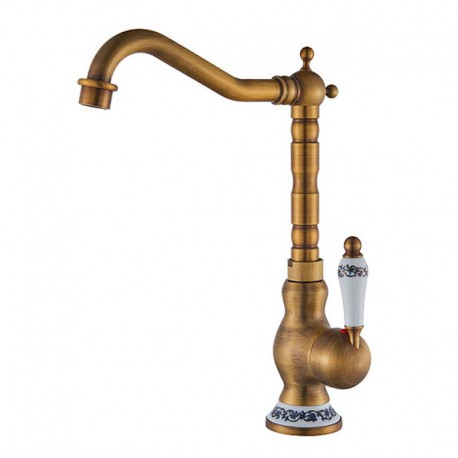 Brass cooking faucet old design with porcelain handle