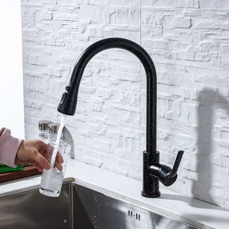 Kitchen faucet, removable and extendable, rotatable 360º curved lines
