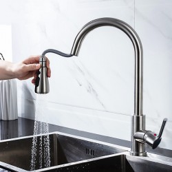 Kitchen faucet, removable and extendable, rotatable 360º curved lines