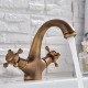 Retro washbasin faucet, antique brass vintage style double command