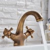 Retro washbasin faucet, antique brass vintage style double command