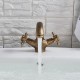 Retro washbasin faucet, antique brass vintage style double command
