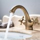 Retro washbasin faucet, antique brass vintage style double command