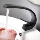 Modern nordic type washbasin tap with single-lever curved lines