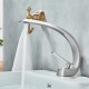 Modern nordic type washbasin tap with single-lever curved lines