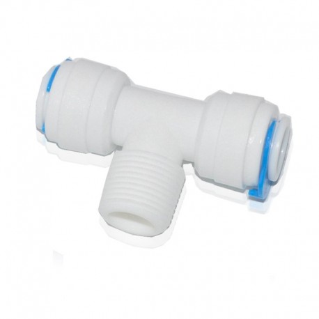 Quick connection tee 1/4" threaded 1/4" tube 1/4" tube