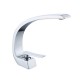 Modern nordic type washbasin tap with single-lever curved lines