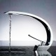 Modern nordic type washbasin tap with single-lever curved lines