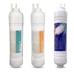 Complete replacement kit of 3 double spigot reverse osmosis filters U-type quick connection