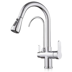 3-way reverse osmosis faucet, extractable, curved lines Apolo series