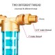 Brass water filter with self-cleaning stainless steel mesh
