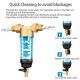 Brass water filter with self-cleaning stainless steel mesh
