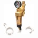 Pre-water filter with high flow pressure gauge and centrifugal washing valve, 360º installation