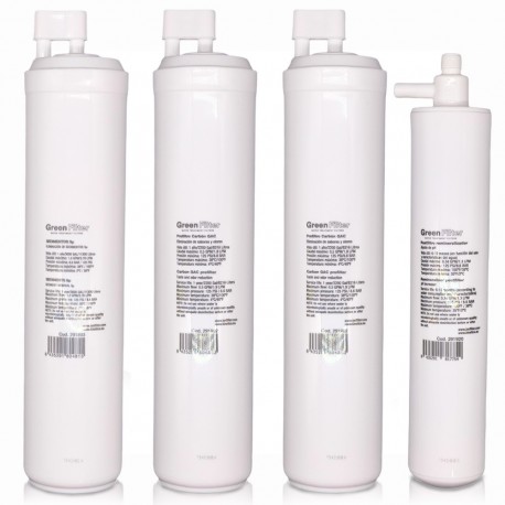 Kit of 4 replacement filters for reverse osmosis, Green Filter brand, type CS, with CS post-filter Remineralizing