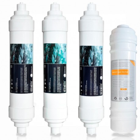 Complete replacement in kit 4 inline reverse osmosis filters with quick connection spike type I