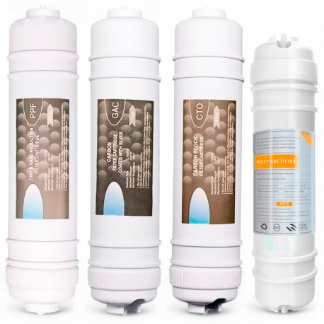 Complete replacement in kit 4 filters in line compact osmosis type quick fitting