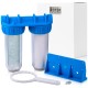 Double water filter with 1 "connection, sediment cartridge and CTO activated carbon