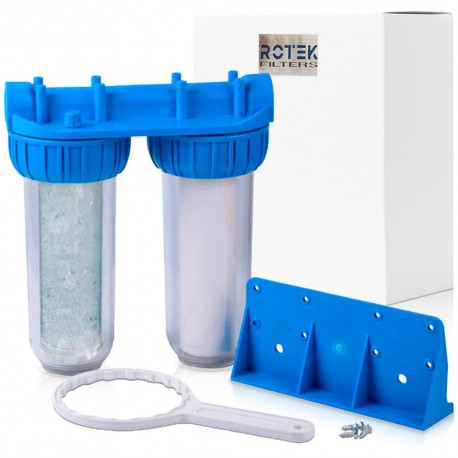Double water filter with 1 "connection, sediment cartridge and CTO activated carbon