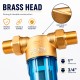 Brass water filter with self-cleaning stainless steel mesh