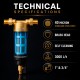 Brass water filter with self-cleaning stainless steel mesh
