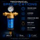 Brass water filter with self-cleaning stainless steel mesh - 1
