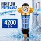 Water pre filter with high flow pressure gauge and centrifugal wash valve
