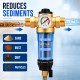 Water pre filter with high flow pressure gauge and centrifugal wash valve