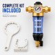 Water pre filter with high flow pressure gauge and centrifugal wash valve