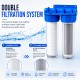 Double water filter with 1 "connection, sediment cartridge and CTO activated carbon