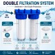 Double water filter with 1 "connection, sediment cartridge and CTO activated carbon
