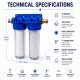 Double water filter with 1 "connection, sediment cartridge and CTO activated carbon