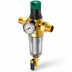 ROTEK PRESSURE Water Pre-Filter with Pressure Regulator, Gauge & 40 Micron 316 Stainless Steel Mesh