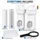 Double water filter with 1 "connection, sediment cartridge and CTO activated carbon