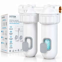 ROTEK 10” Dual Anti-Scale Water Filter – 50 Micron Sediment + Polyphosphate | 1”